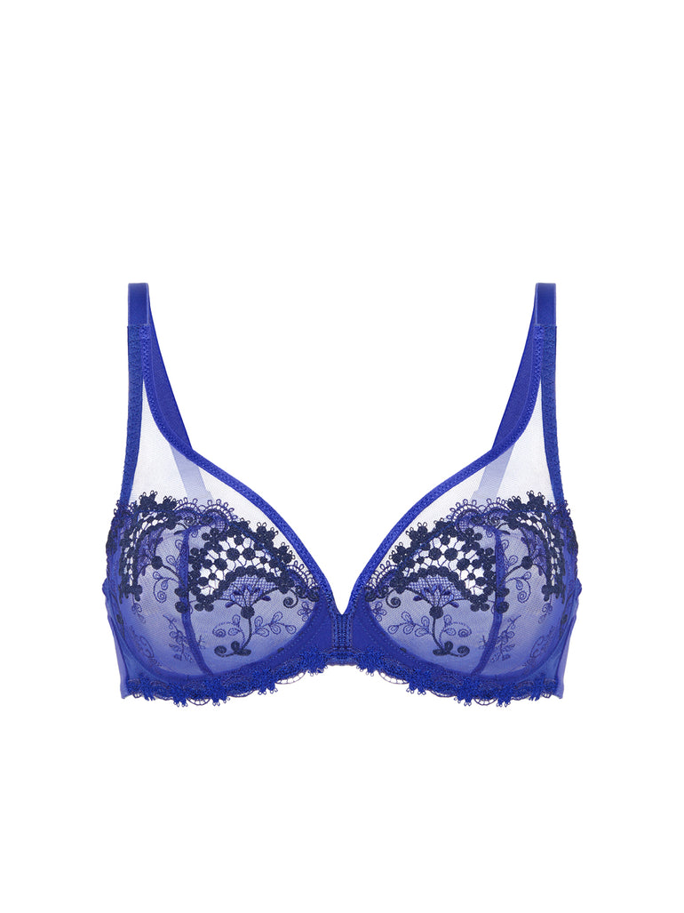 Soutien-gorge avec armature décolleté plongeant - Bleu électrique