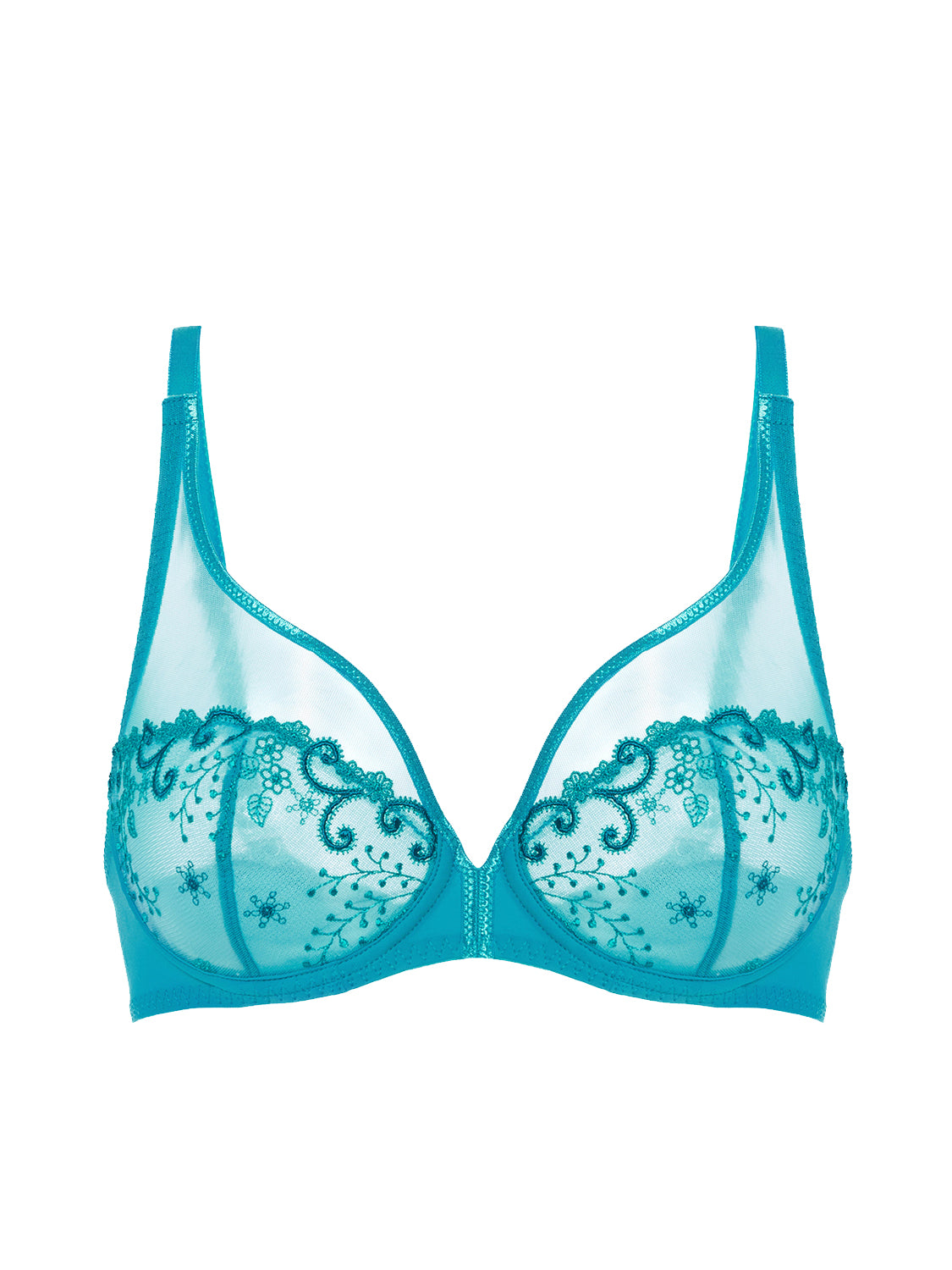 Soutien-gorge avec armatures décolleté plongeant - Bleu Atoll