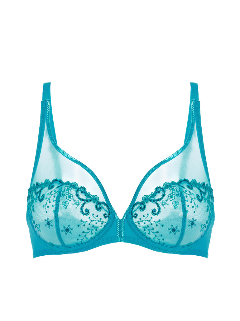 Soutien-gorge avec armatures décolleté plongeant - Bleu Atoll