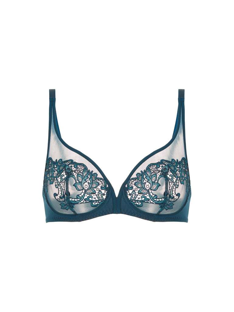 Soutien-gorge avec armatures décolleté plongeant - Bleu Prestige