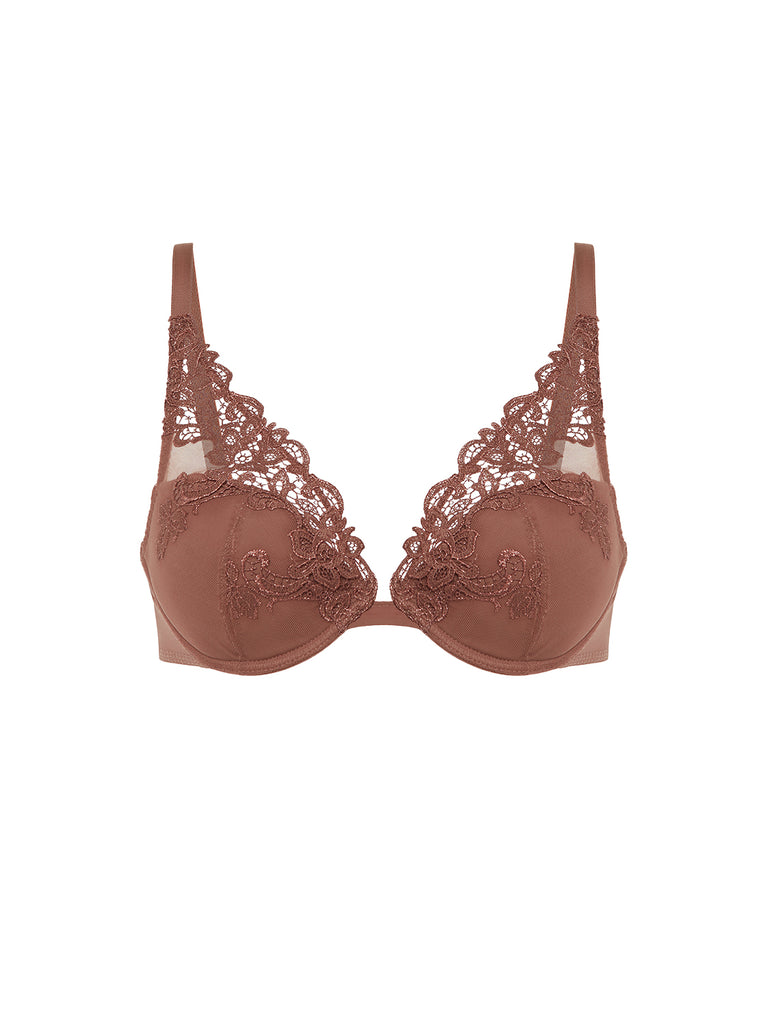 Soutien-gorge push-up décolleté plongeant - Brun Tender