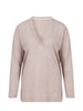 Top manches longues décolleté brodé - Beige chiné