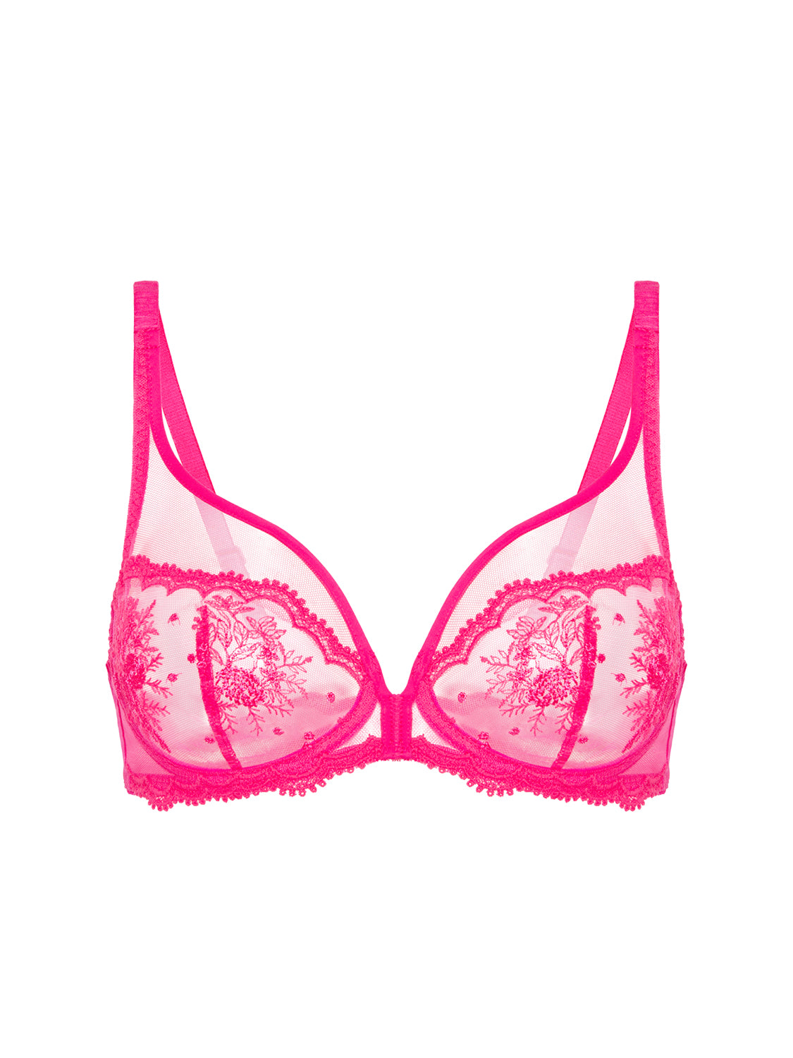Soutien-gorge avec armature décolleté plongeant - Rose disco