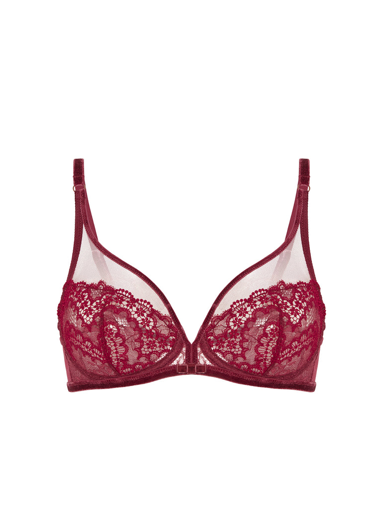 Soutien-gorge avec armature décolleté plongeant - Rouge Spinelle