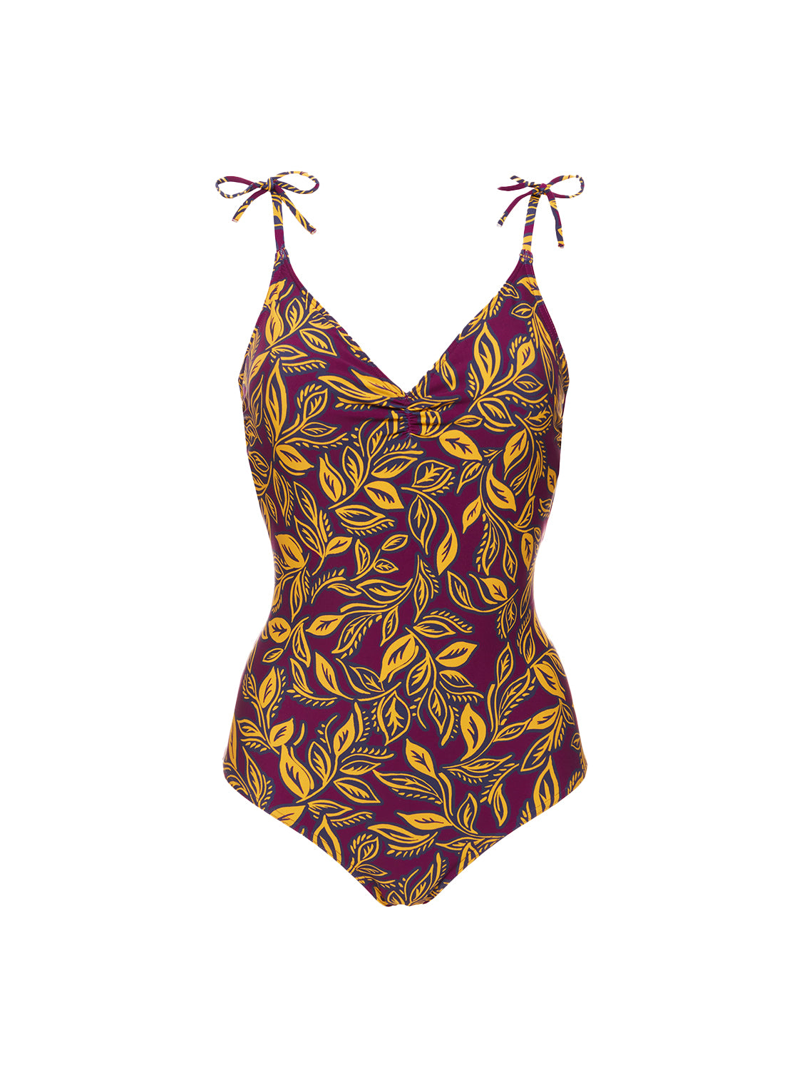 Maillot de bain 1 pièce bonnet mousse sans armature - Imprimé Violet Agadir