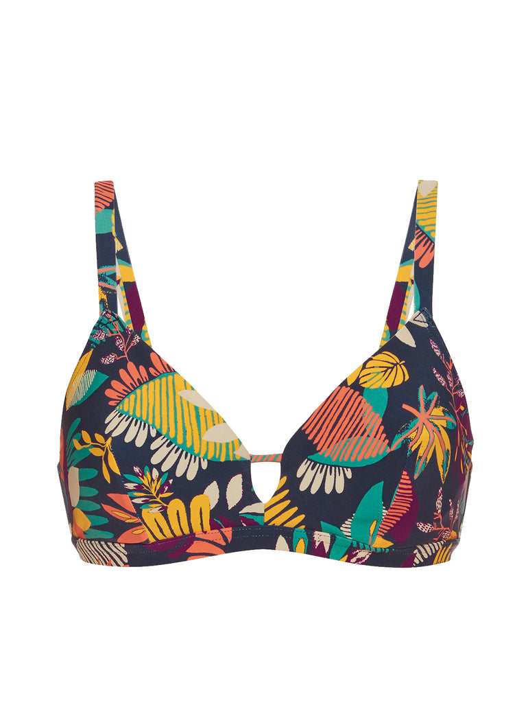 Haut de maillot de bain triangle avec armatures cachées - Imprimé Bleu Seaside