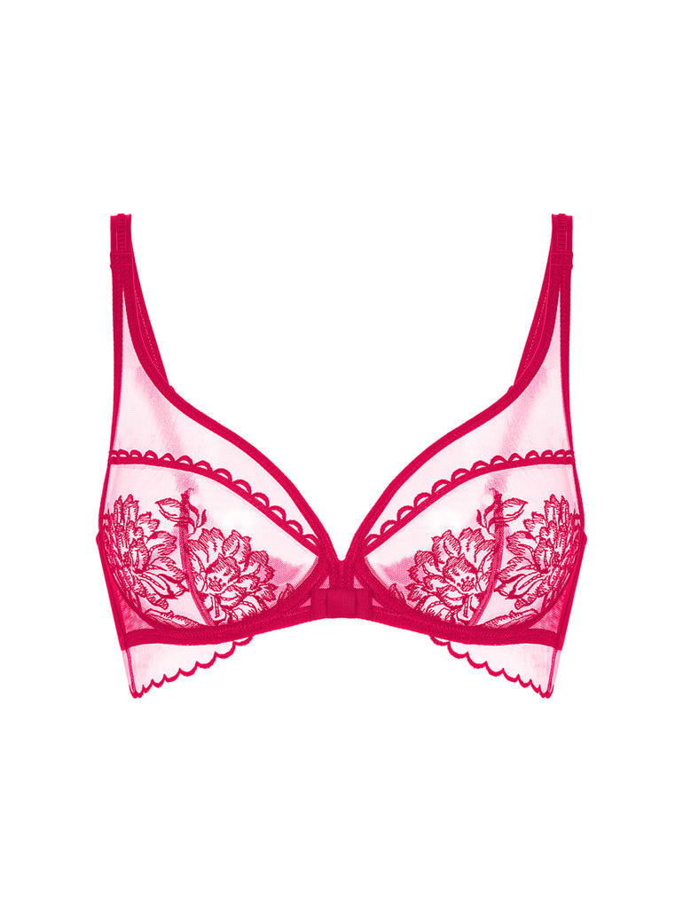 Soutien-gorge avec armatures décolleté plongeant - Cranberry