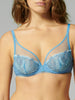 Soutien-gorge triangle emboitant décolleté plongeant - Bleu jeans