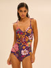 Maillot de bain 1 pièce bonnet mousse sans armature - Imprimé Bloom