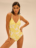 Maillot de bain 1 pièce bonnet mousse sans armature - Imprimé Pluméria