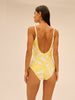 Maillot de bain 1 pièce bonnet mousse sans armature - Imprimé Pluméria