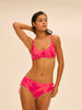 Culotte de bain taille haute - Imprimé Bright Rose