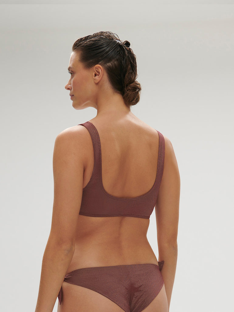 Haut de maillot de bain triangle sans armature - Lurex Dark Purple