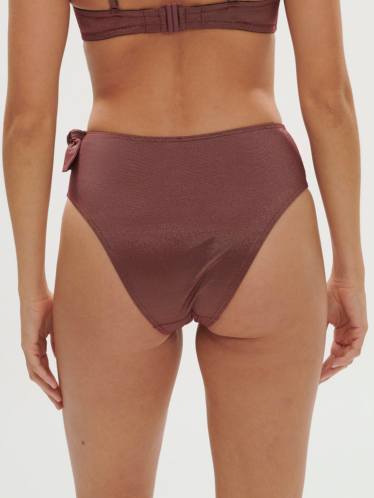 Culotte de bain taille haute - Lurex Dark Purple