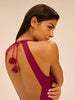 Maillot de bain 1 pièce sans armature - Cassis