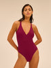Maillot de bain 1 pièce sans armature - Cassis