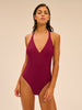 Maillot de bain 1 pièce sans armature - Cassis