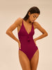Maillot de bain 1 pièce de bain avec armatures cachées - Cassis