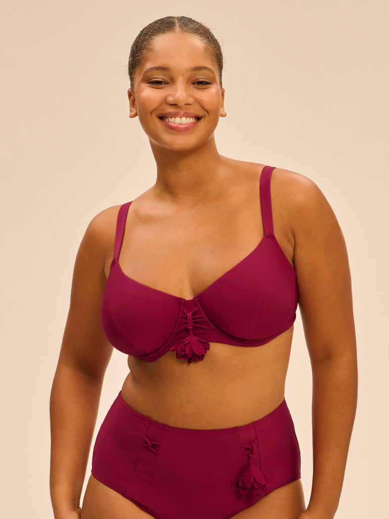 Haut de maillot de bain avec armatures - Cassis