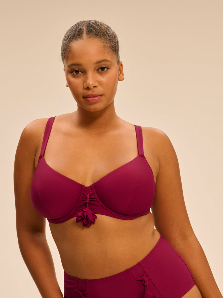 Haut de maillot de bain avec armatures - Cassis