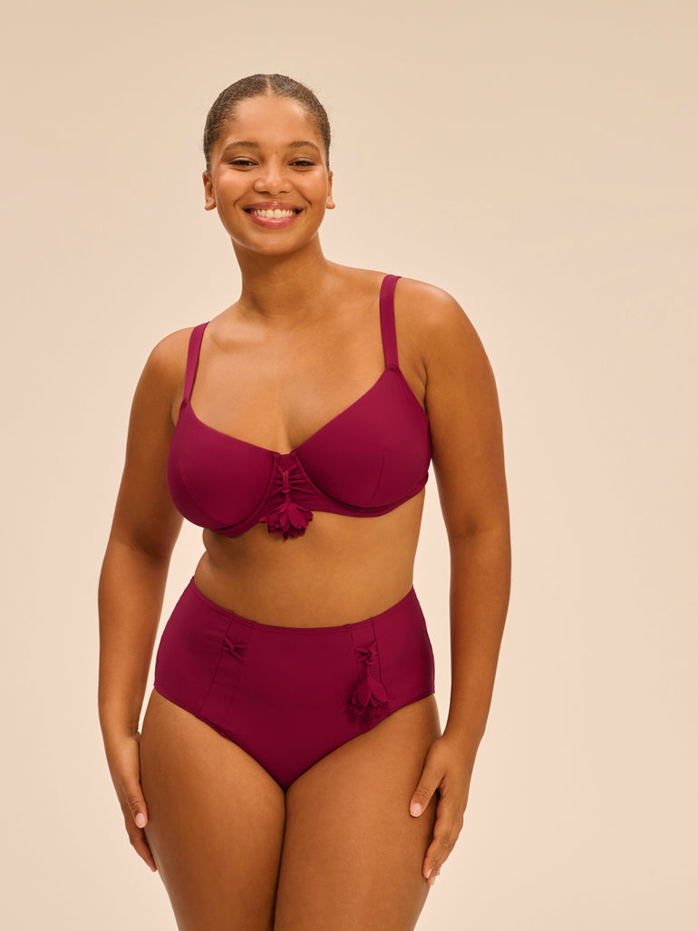 Haut de maillot de bain avec armatures - Cassis