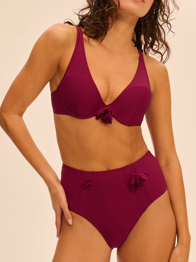 Haut de maillot de bain à coque - Cassis