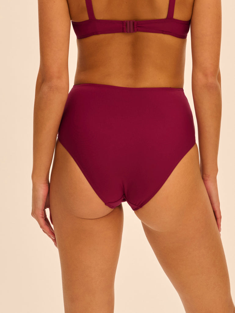 Culotte de bain taille haute - Cassis