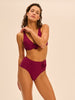 Culotte de bain taille haute - Cassis