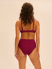 Culotte de bain taille haute - Cassis
