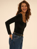 Bodysuit met vierkante halslijn - Zwart