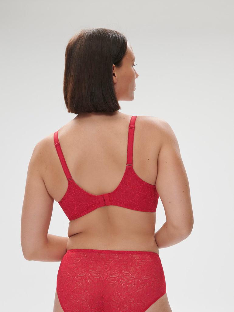 Soutien-gorge avec armatures moulé décolleté plongeant - Rubis/rose
