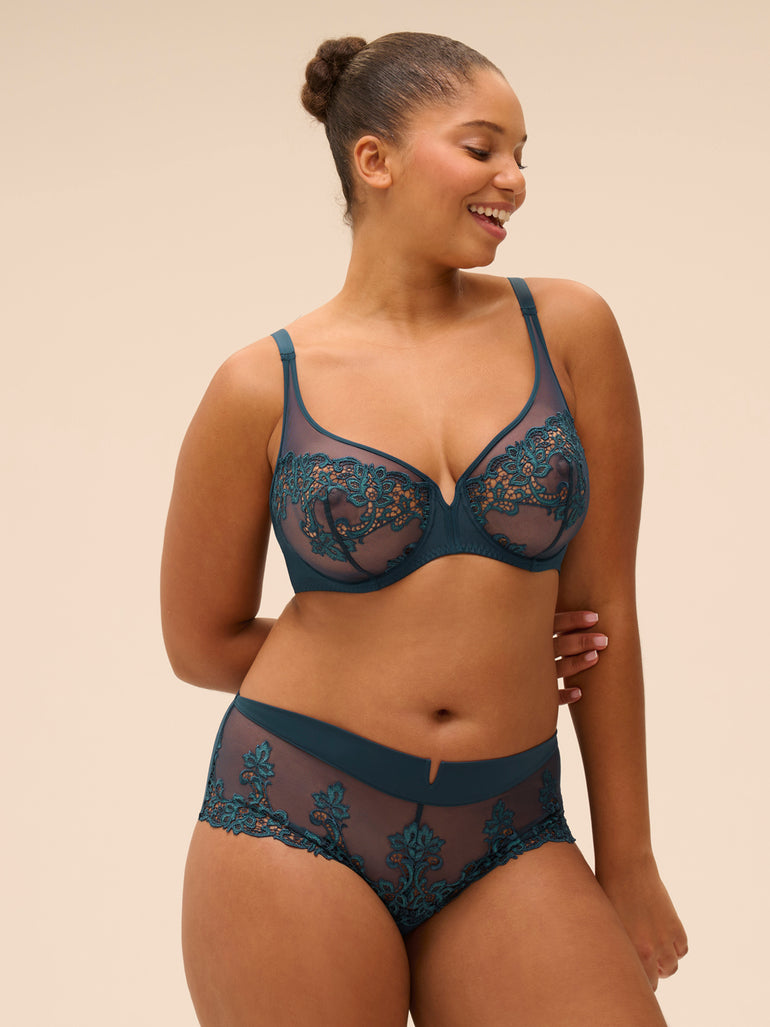 Soutien-gorge avec armatures décolleté plongeant - Bleu Prestige