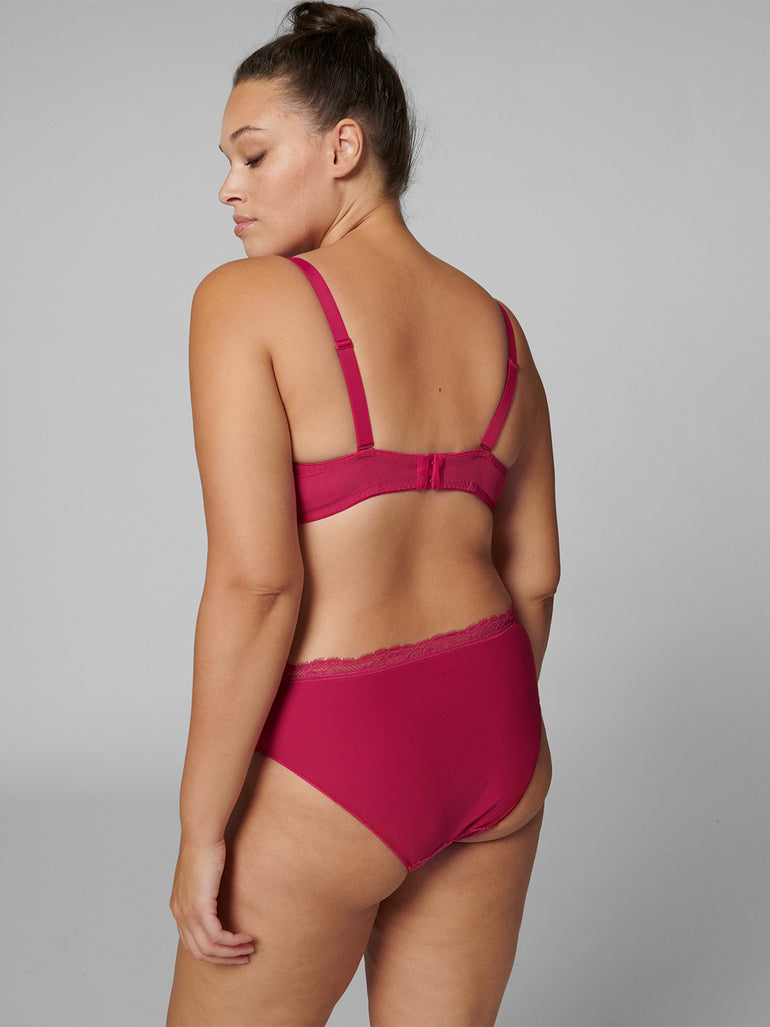 Soutien-gorge triangle emboitant décolleté plongeant - Framboise