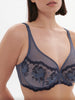 Soutien-gorge avec armature décolleté plongeant - Bleu Cendre