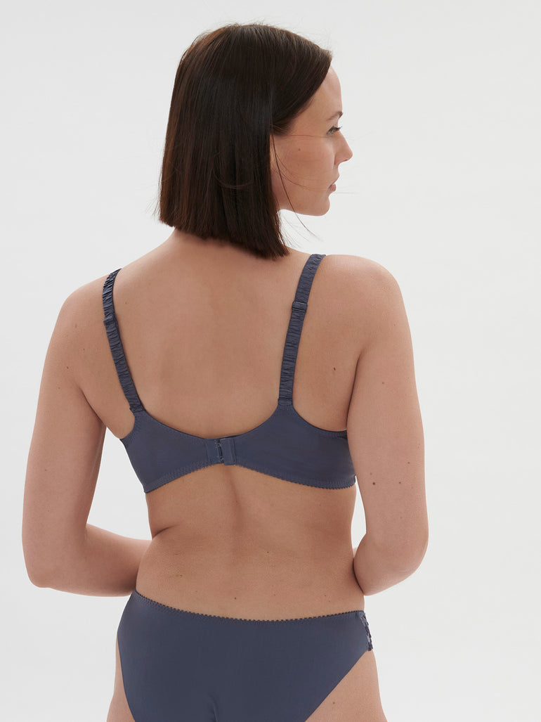 Soutien-gorge avec armature décolleté plongeant - Bleu Cendre