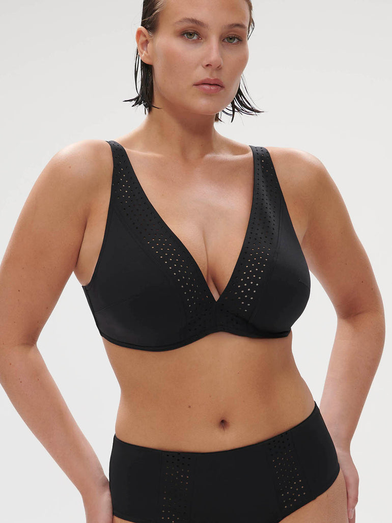 Haut de maillot de bain triangle avec armatures - Noir