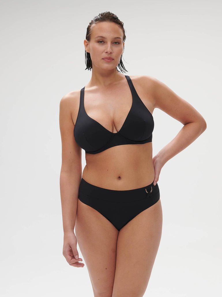 Culotte de bain taille haute - Noir