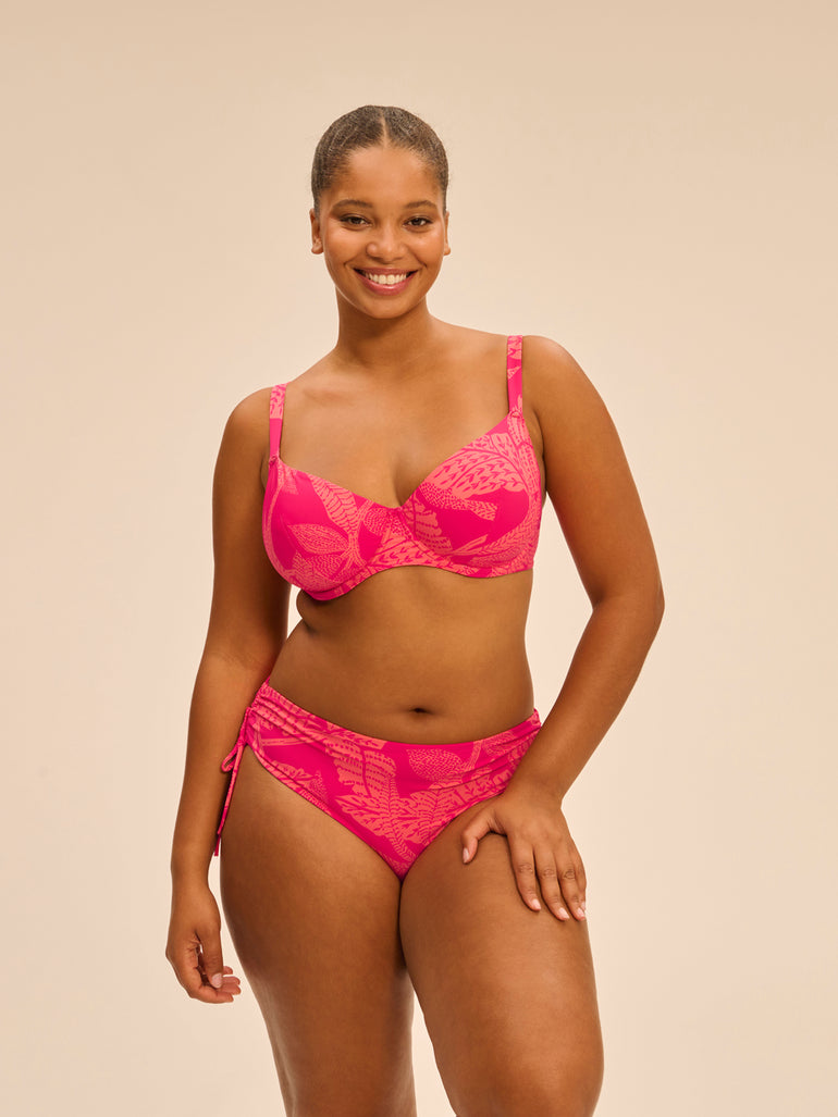 Culotte de bain taille haute - Imprimé Bright Rose