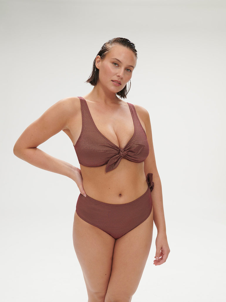Haut de maillot de bain triangle sans armature - Lurex Dark Purple