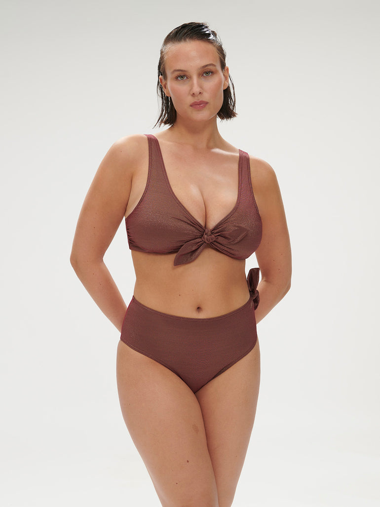 Haut de maillot de bain triangle sans armature - Lurex Dark Purple