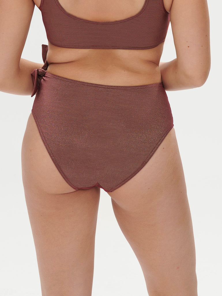 Culotte de bain taille haute - Lurex Dark Purple