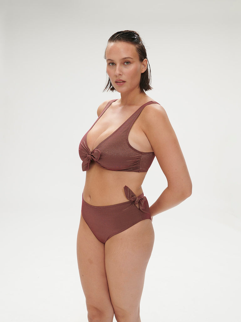Culotte de bain taille haute - Lurex Dark Purple
