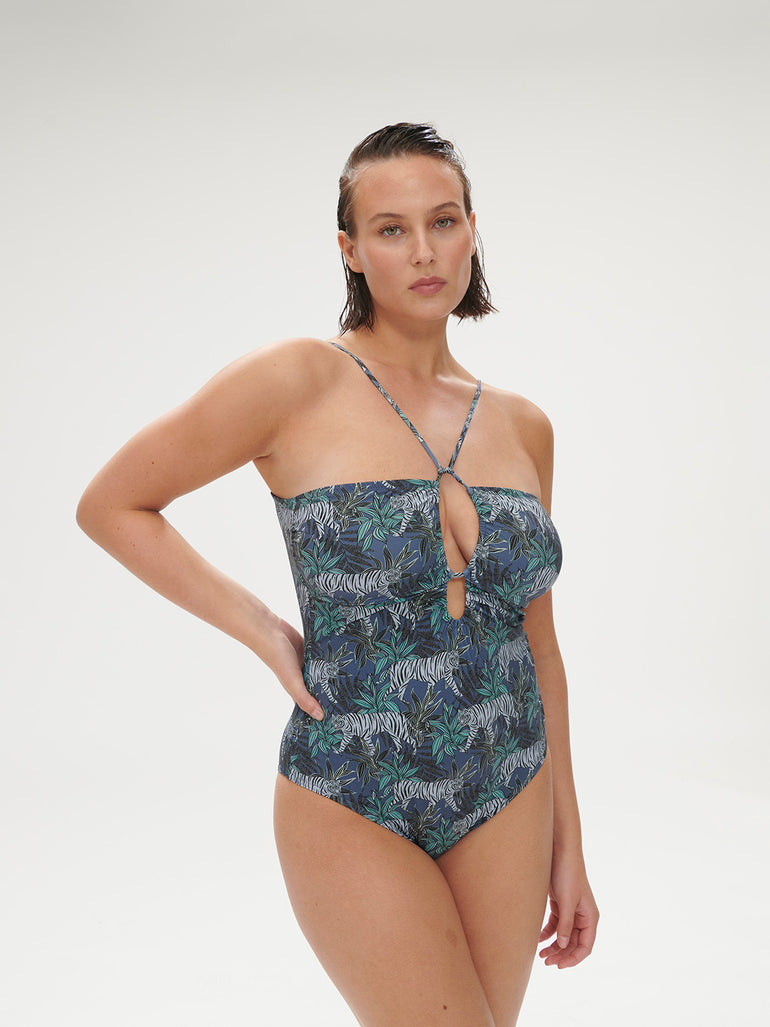 Maillot de bain 1 pièce sans armature - Imprimé Jungle Night