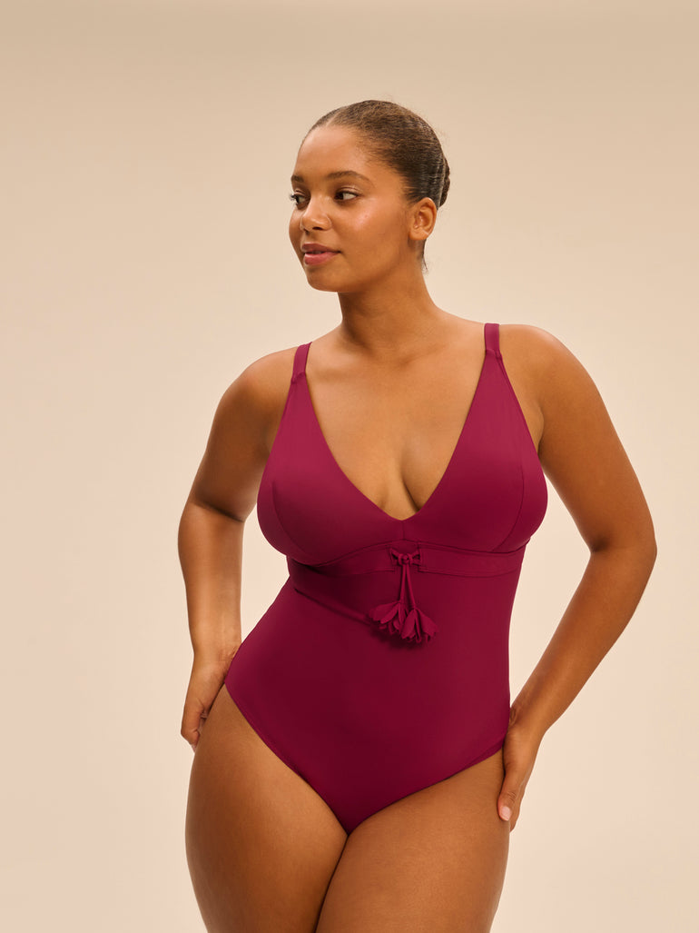 Maillot de bain 1 pièce de bain avec armatures cachées - Cassis