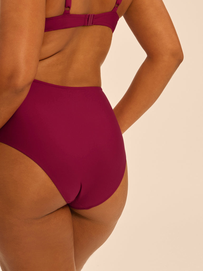 Culotte de bain taille haute - Cassis