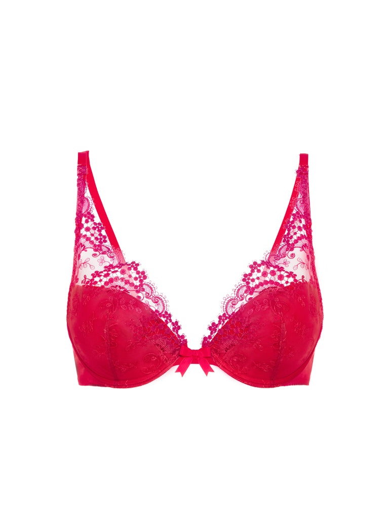 Soutien-gorge push-up décolleté plongeant - Rouge Rainbow