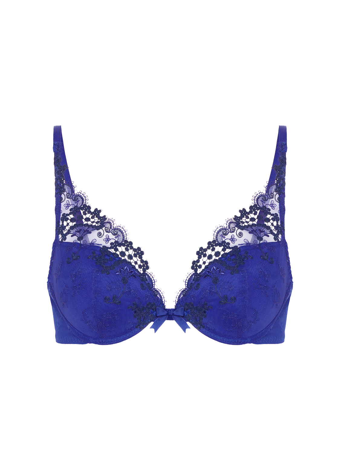 Soutien-gorge push-up décolleté plongeant - Bleu électrique