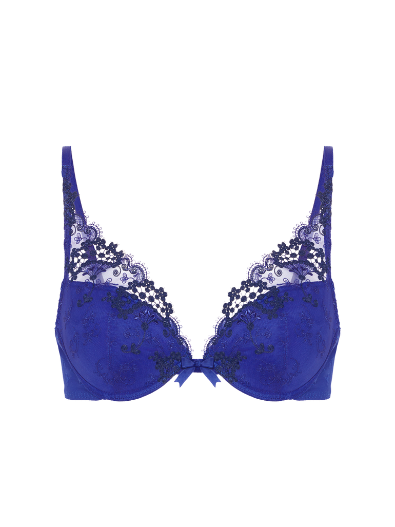 Soutien-gorge push-up décolleté plongeant - Bleu électrique