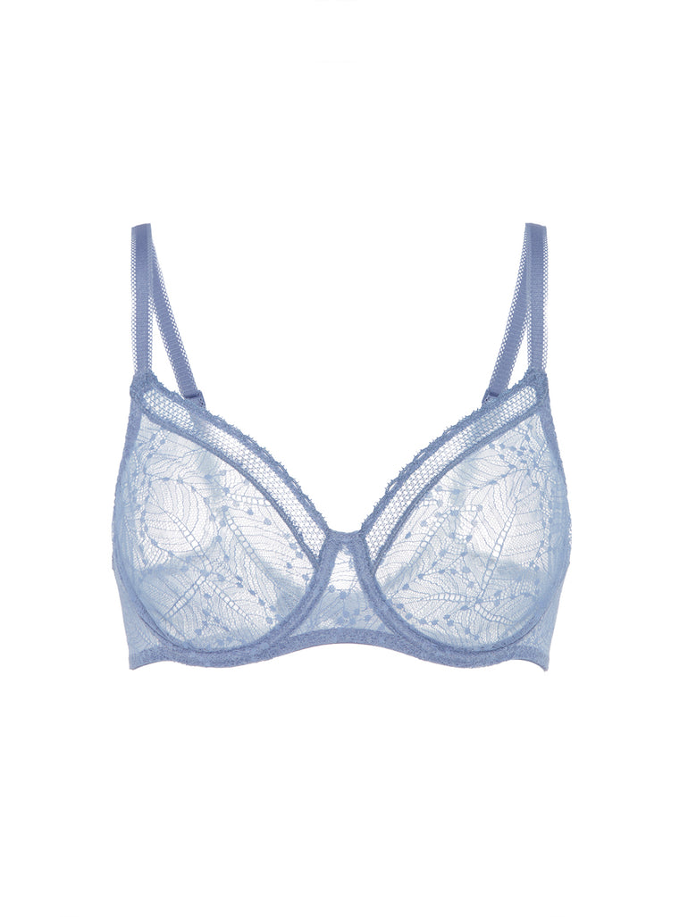Soutien-gorge avec armatures moulé décolleté plongeant - Bleu Chambray