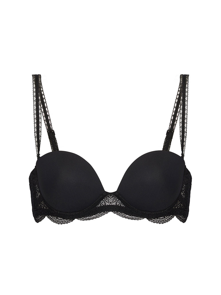 Soutien-gorge sans-bretelles décolleté plongeant - Noir